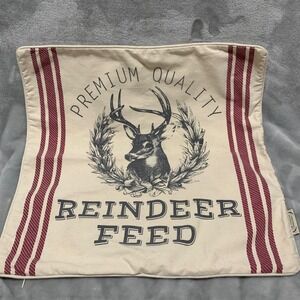 Rachel Ashwell The Prairie Reindeer Feed Christmas Pillow Cover Red Cream 19x19